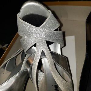 Peep Toe Silver Heels
